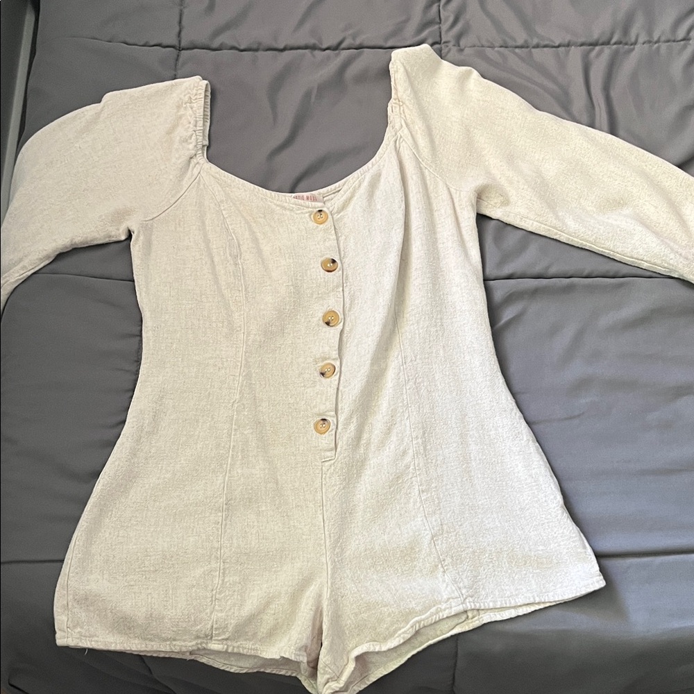 Cream Button-Up Romper